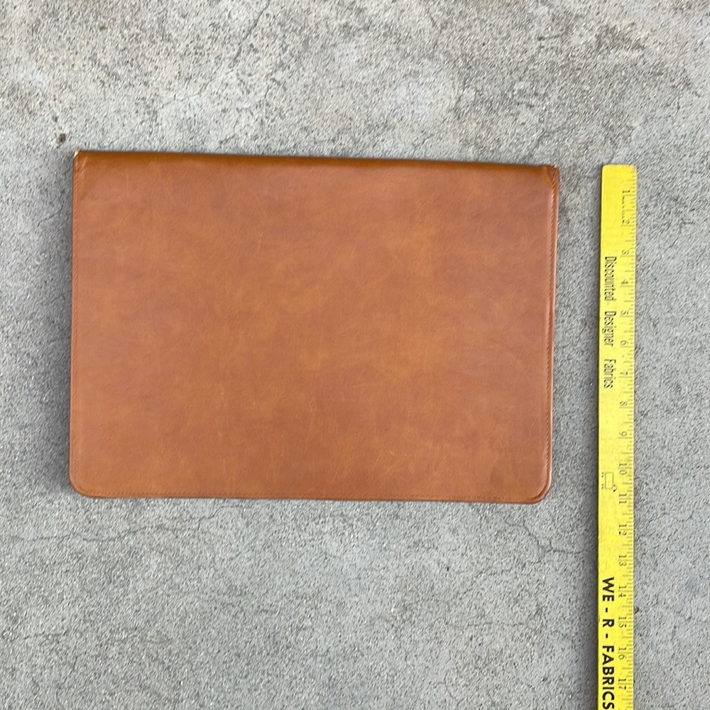 Tan. Faux Leather Rectangular Envelope Case - Picture 6 of 6